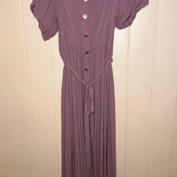 City Chic Tropical Tie Maxi Dress Plus Size M (18) Pink Woodrose - Picture 6 of 8